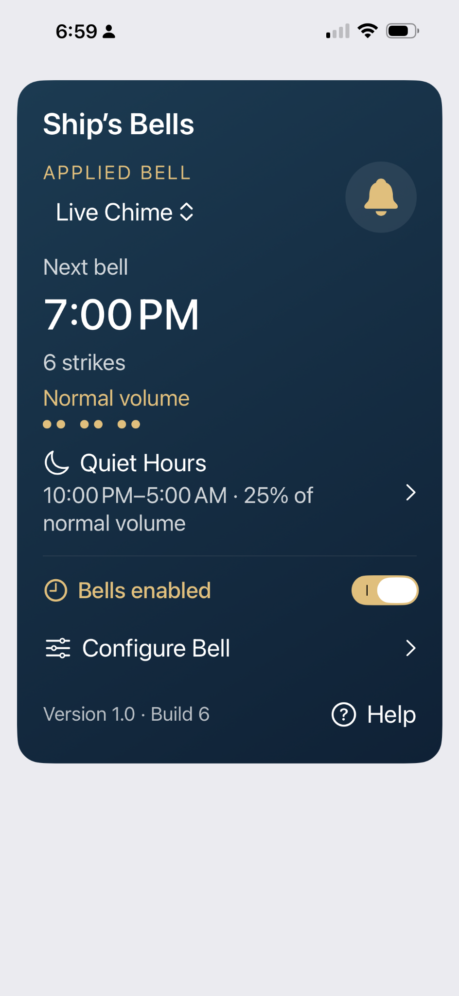 ShipsBells main screen